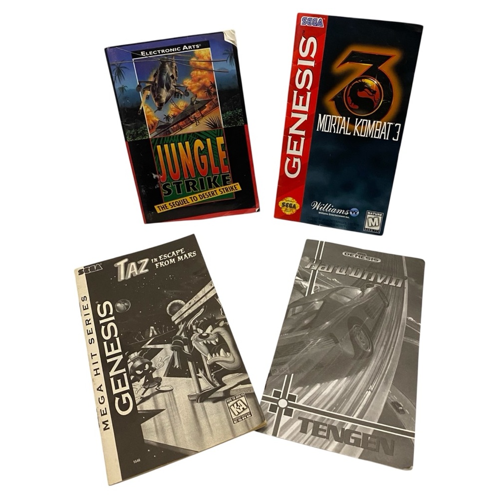 Sega Genesis Manual Lot Of 4 Manuals Mortal Kombat Taz Jungle Strike Hard Drivin